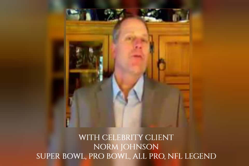 Celebrity client Norm Johnson, NFL legend